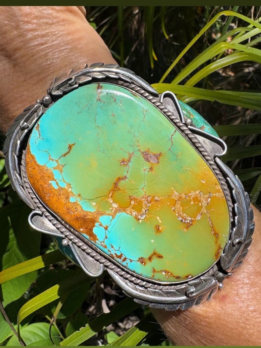 Sterling Huge Turquoise Bracelet Gorgeous ✨